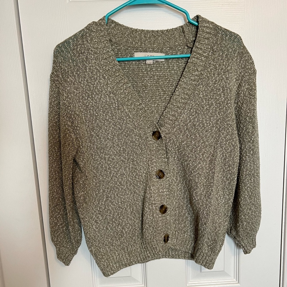 Green and white LOFT sweater